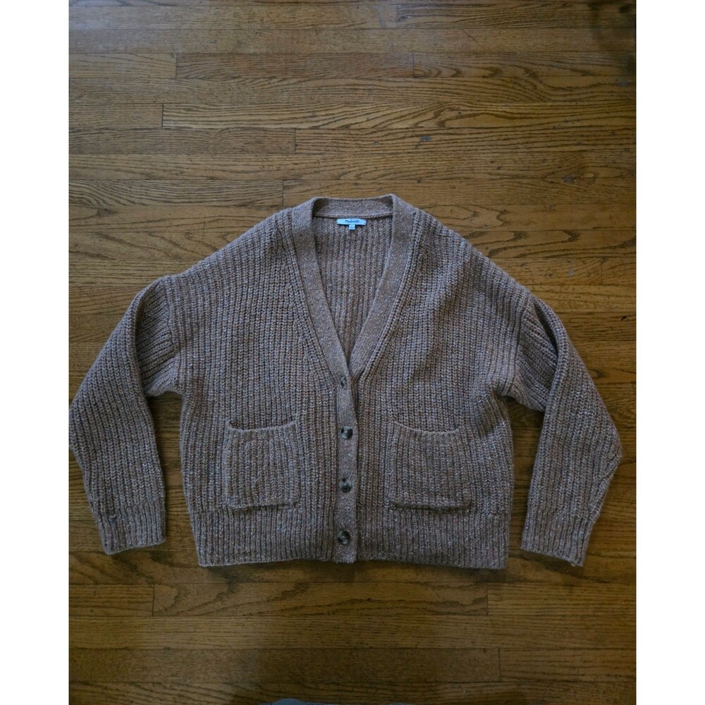Madewell Brown Ribbed Knit Button-Up Cardigan